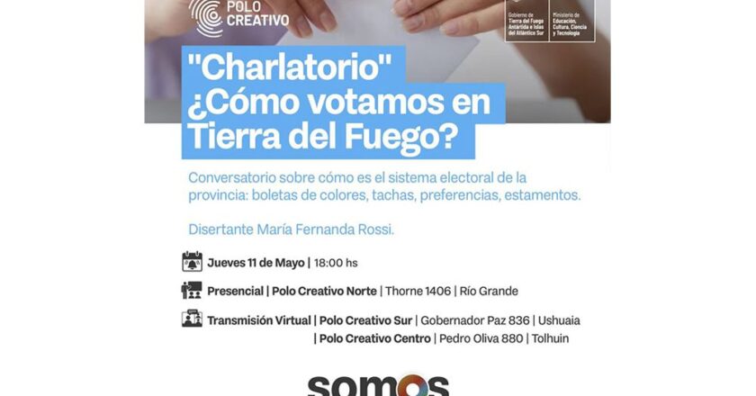 Se realizará la charla «¿Cómo votamos en Tierra del Fuego?» en los Polos Creativos