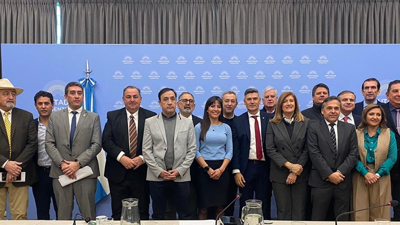 Martín Perez, ente ellos /Intendentes de todo el país, en el Congreso por la discusión por los subsidios al transporte